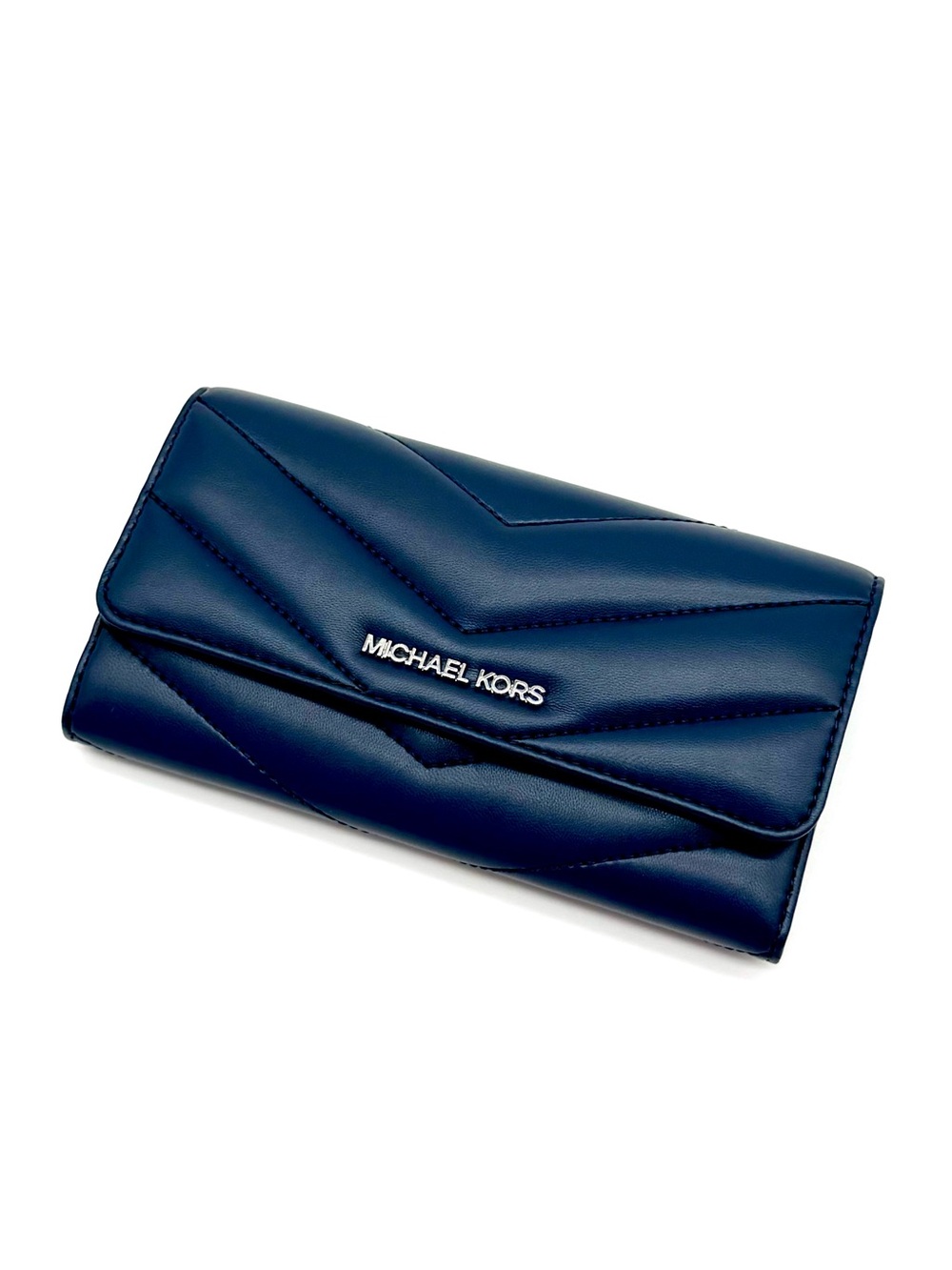 Michael Kors Large Quilted Trifold Wallet Navy Blue